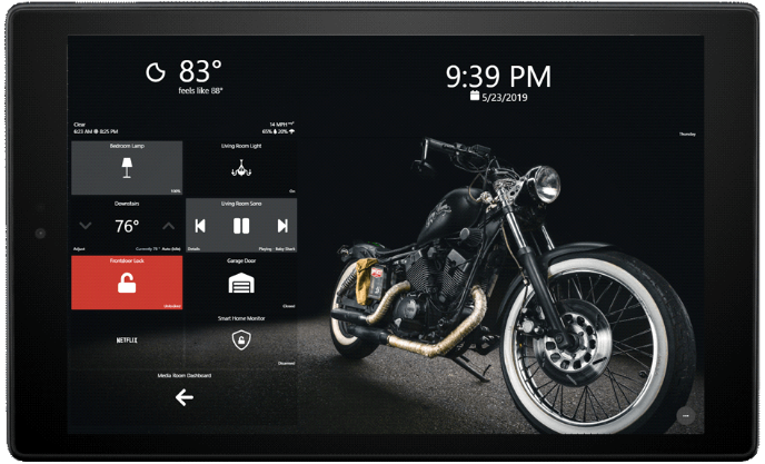 Custom dashboard design with custom tile layout and background image.