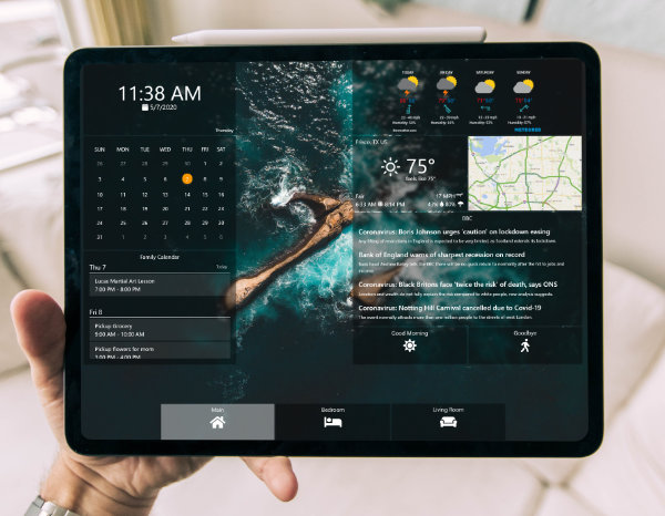 Calendar, agenda, weather forecast, traffic map and news information displayed beautifully in iPad Pro.